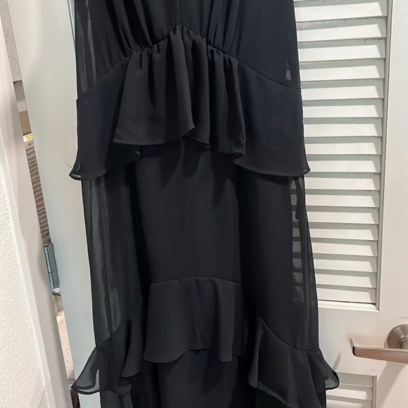 NWT Who What Wear Target Black Sheer ruffled tiered Maxi dress sleeveless sz S - Picture 4 of 6